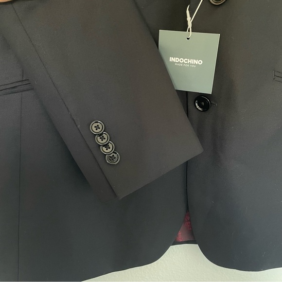 Indochino Luxury Men's NWT CUSTOM SIZE Suit Blazer 40R Black Red Wool Blend - Picture 4 of 9